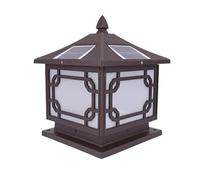 Die-cast Aluminum Outdoor Post Light, Waterproof IP65 Villa Courtyard Wall Landscape Lights, On/Off Solar Powered Post Lamp, Square Wall Pillar Lights