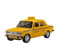 Die-cast car models 1:18 For Lada Niva Taxi Car Model Alloy Die-cast 6 Doors Open Vehicle With Lights And Sounds Taxi Model Alloy car models(Yellow)
