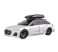 Die-cast car models 1:24 For Audi RS6 RS7 Miniature Model Car Alloy Die-casting Sound And Light Car Door Can Be Opened Back Alloy car models(RS6 Silver)