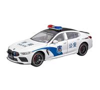 Die-cast car models 1:24 For BMW M8 Alloy Car Model Sound And Light Pull Back Police Car Metal Die-casting Vehicle Model Alloy car models(M8 Police White)