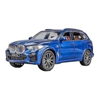 Die-cast car models 1:24 For BMW X5 SUV Alloy High Imitation Model Real Off-road Vehicle Metal Die-casting With Sound And Light Alloy car models(Blue)