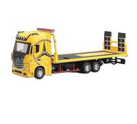 Die-cast car models 1:24 For Mercedes Benz 1851 Flatbed Trailer Alloy Truck Model Car Die-cast Car Simulation Sound And Light Alloy car models(Yellow boxed)
