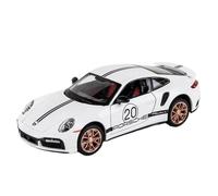 Die-cast car models 1:24 For Porsche Turbo-S Car Model High-simulation Die-cast With Sound And Light Pull Back Vehicle Alloy car models(White-with box)