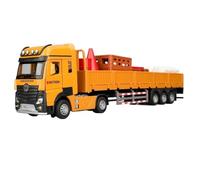 Die-cast car models 1:32 Flatbed Trailer Roadblock Transport Truck Model Alloy Die Casting Simulation Engineering Model Alloy car models(Roadblock Transport)