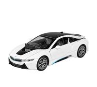 Die-cast car models 1:32 For BMW I8 Alloy Sports Model Mini Car Die-cast Metal 4 Doors Can Be Opened With Sound And Light Alloy car models(White)
