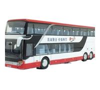 Die-cast car models 1:32 For Bus Model High Imitation Double-decker Sightseeing Alloy ABS Pull Back Flash LED Alloy car models(White)
