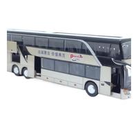 Die-cast car models 1:32 For Bus Model High Imitation Double-decker Sightseeing Alloy ABS Pull Back Flash LED Alloy car models(Go ld)