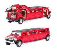 Die-cast car models 1:32 For Hummer H2 Extended Luxury Sedan Metal Die-cast Car Model Sound And Light Pull Back Ornaments Alloy car models(Red)