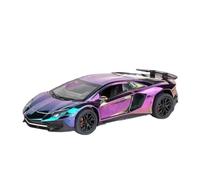 Die-cast car models 1:32 For Lamborghini SVJ LP750 Electroplated Supercar Model With Sound And Lights Diecast Miniature Car Alloy car models(Purple with box)