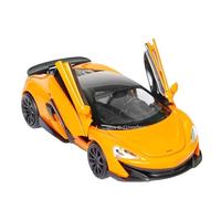Die-cast car models 1:32 For McLaren 600LT Model Alloy Die-cast Car Sound And Light 3 Doors Can Open And Reverse Function Alloy car models(Yellow Guidepost)