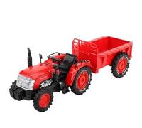 Die-cast car models 1:32 For Round Head Tractor Model Wheeled Pull Back Agricultural Tractor Light Sound Vehicle Collection Ornaments Alloy car models(Red)
