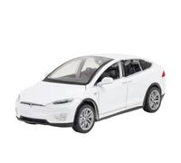 Die-cast car models 1:32 For Tesla MODEL X Alloy Model Die-cast Car Model Simulation Sound And Light Exquisite Collection Alloy car models(White With box)
