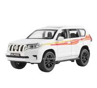 Die-cast car models 1:32 For Toyota Land Cruiser Prado Police Car Model Metal Die Casting Simulation Car Pull Back Model Car Alloy car models(Prado White)