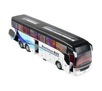 Die-cast car models Luxury Electric Airport Business Bus Alloy Car Model Die-casting Simulation City Tourist Bus Model Alloy car models(White)