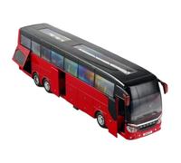 Die-cast car models Luxury Electric Airport Business Bus Alloy Car Model Die-casting Simulation City Tourist Bus Model Alloy car models(Red)