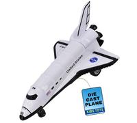Electoys Die-cast Metal Space Shuttle Toy Model Pull Back and Go Action Miniature Replica Vehicle for Kids Imaginative Space Exploration Play White and Black Design