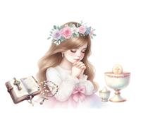 Die Cut First Holy Communion Vinyl Sticker, Matte Laminated, Water Resistant, Decorative Art for Journals and Crafts, Girl Design