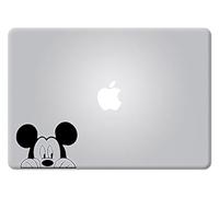 Die-Cut Vinyl Decal Sticker Mickey Mouse Peeking for MacBook Laptop Car Window (Black)