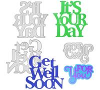 Die Cuts for Card Making, SENHAI 3 Sets Blessing Word Cutting Dies It's Your Day Words & Get Well Soon Wishes Words & for You Embossing Word Metal Cutting Dies for DIY Scrapbooking Decor