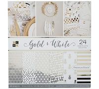 Die Cuts with a View Card Stock, Gold & White Premium Printed Cardstock Stack-12x12, Crafts Sheets Holographic Foil Double Sided Printed Cardstock Cardstock for Crafts Cardstock for Scrapbooking