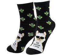 Die Geschenkwelt No Drama, motif socks, Lama gift item, magic socks, 80% cotton, 15% nylon, 5% elastane, black, size 41-46