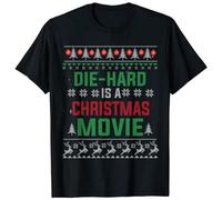 Die-Hard is A Christmas Movie Funny Ugly Christmas Pajama T-Shirt Xmas Tee Black 3XL