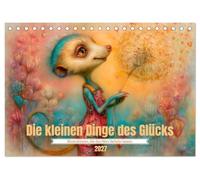 Die kleinen Dinge des Glücks (Tischkalender 2027 DIN A5 quer), CALVENDO Monatskalender: Erdmännchen in einer märchenhaften Welt