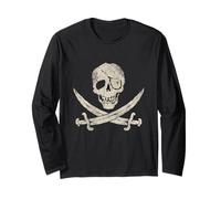 Die Skull & Swords Distressed Funny Treasure Map Pirate Long Sleeve T-Shirt