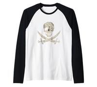 Die Skull & Swords Distressed Funny Treasure Map Pirate Raglan Baseball Tee