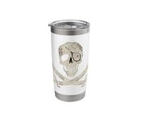 Die Skull & Swords Distressed Funny Treasure Map Pirate Stainless Steel Insulated Tumbler