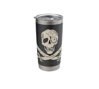 Die Skull & Swords Distressed Funny Treasure Map Pirate Stainless Steel Insulated Tumbler