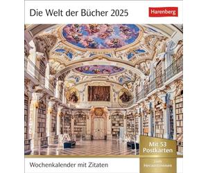 Die Welt der Bücher Postkartenkalender 2025 - Wochenkalender mit 53 Literaturpostkarten: Von den schönsten Bibliotheken bis zum gemütlichen Lesesessel ... 53 Postkarten in einem Kalender