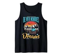 Die with Memories Not Dreams Retro Sunset Camping Hiking Tank Top