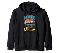 Die With Memories Not Dreams Retro Sunset Camping Hiking Zip Hoodie