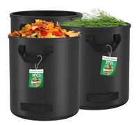 Diealles Shine 2 x 500 L Garden Waste Bag, Garden Bag with 4 Handles, Self-Standing, Waterproof, Leaf Bag, Durable, Corrosion Resistant for Garden Waste and Green Cuttings, Black