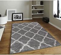 DIEBA Modern Geometric Marrakesh Shaggy Area Rugs, Soft Touch Warm 50mm / 5cm Thick Deep Pile Fluffy Living Room Bedroom Area Rug, Anti-Shed Patterned Shag Runners (80x150 cm, Dark Cream-525)