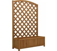 DIEBA Wooden Planter With Lattice Rectangular Flower Vegetable Plant Pot Box For Outdoor Patio Backyard Garden Planter With Trellis For Climbing Flowers & Plants (H100 x W62 x D23 cm)