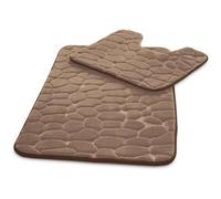 DiebaNova - Luxury 2-Piece Non-Slip Bath Mat & Pedestal Set - Ultra Absorbent Memory Foam Bathroom Mats, Machine-Washable Mats, Soft U-Shaped Toilet Contour Rug (Brown)