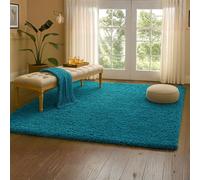 DiebaNova Rugs Living Room Shaggy Area Rugs - 5mm Thick Pile - Non-Slip & Machine Washable - Extra Large Small Medium Antiskid Area Rug - Modern Bedroom Carpet Floor Mat (Teal Blue, 80 x 150 cm)
