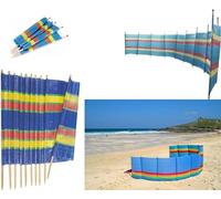 DiebaNova Windbreaker Beach Sun Shade - 10 Poles - Holiday Stripe Wind break Garden Camping Multicolor Wind Break for Beach Camping, Caravan And Festival Privacy Screen (5ft High x 20ft Long)