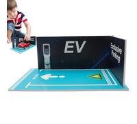 Diecast Car Parking Lot- Model Car Shelf Display| Parking Diorama Kit, Desk Car Display for Collectors, Auto Model Display Tray, Led Car Display Stand, Model Display Ev Parking Lot Scene 1/24 Scale fo