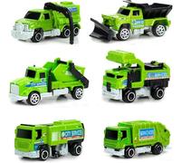 Diecast Garbage Truck Toys for Kids Boys 3 4-7 8 9, 6 Pack Mini Alloy Car Toy Recycling Sanitation Trucks Model Set, Educational Toddler Toys Birthday Party Gifts for Kids Girls 3-12, 1:64 Green