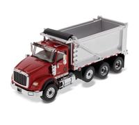 Diecast Masters International HX620 Tandem Dump Truck with Pusher Axle + Ox Bodies Stampede Dump Cab | 1:50 Scale Model Semi Trucks | Red Diecast Model 71076