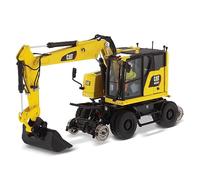 Diecast Masters 1:50 Scale Caterpillar M323F Railroad Wheeled Excavator - Safety Yellow Version | High Line Series Cat Trucks & Construction Equipment Model 85661