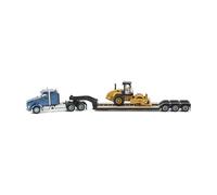 Diecast Masters Caterpillar Diecast Model Replicas - 1:87 Scale Blue Kenworth T880 Tractor with Lowboy Trailer and Cat Padfoot Roller | Model 84424