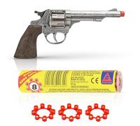Gonher Diecast Metal Cowboy Gun and 8 Shot Ring Gun Caps Bundle Best For, toy guns for boys, gun toy, cap gun ammo, caps for cap gun, cap guns for kids, capgun, pretend weapons, revolver gun