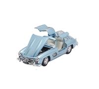 Diecast Model Car 1:64 For Mercedes Benz 300SL W198 1955 Gullwing Door Full Open Alloy Car Model Collection Ornaments Miniature Vehicle(Blue)