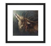 Diefenbach Dying Deer Painting 8X8 Inch Square Wooden Framed Wall Art Print Picture with Mount Artery8 Black One Size