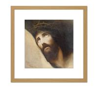 Diefenbach Father Forgive Them Christ Painting 8X8 Inch Square Wooden Framed Wall Art Print Picture with Mount Artery8 Light Oak One Size