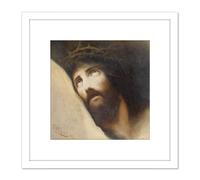 Diefenbach Father Forgive Them Christ Painting 8X8 Inch Square Wooden Framed Wall Art Print Picture with Mount Artery8 White One Size